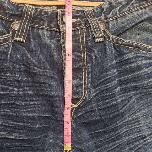 Rivet De Cru Jeans Mens 38 Blue Denim Straight Leg Button Fly Distressed Grunge - Picture 5 of 16